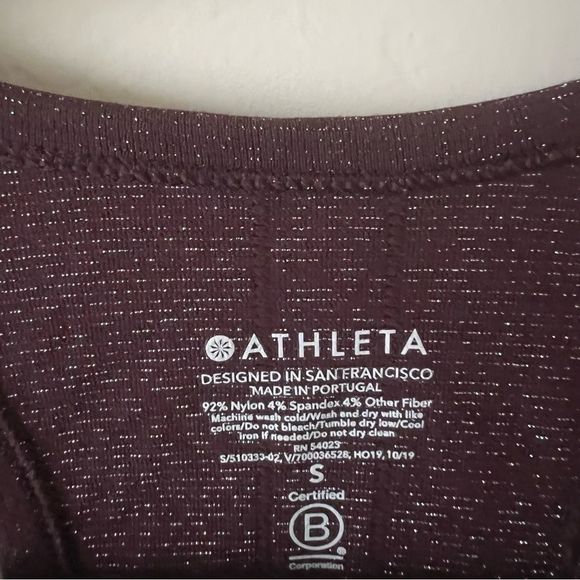 Athleta Speedlight Glow Sparkly Racerback Ruched Tank Top Purple Size S - Picture 4 of 5